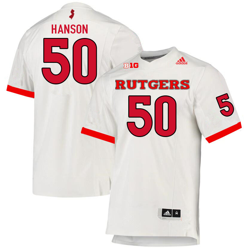 Men #50 CJ Hanson Rutgers Scarlet Knights College Football Jerseys Sale-White